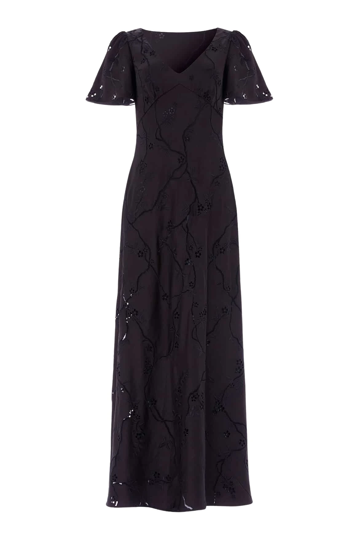 Needle-Thread-Cherry-Blossom-Satin-Short-Sleeve-Gown-in-Jet-Black-Coveti84481_nobg Needle and Thread Cherry Blossom Satin Short Sleeve Gown in Jet Black