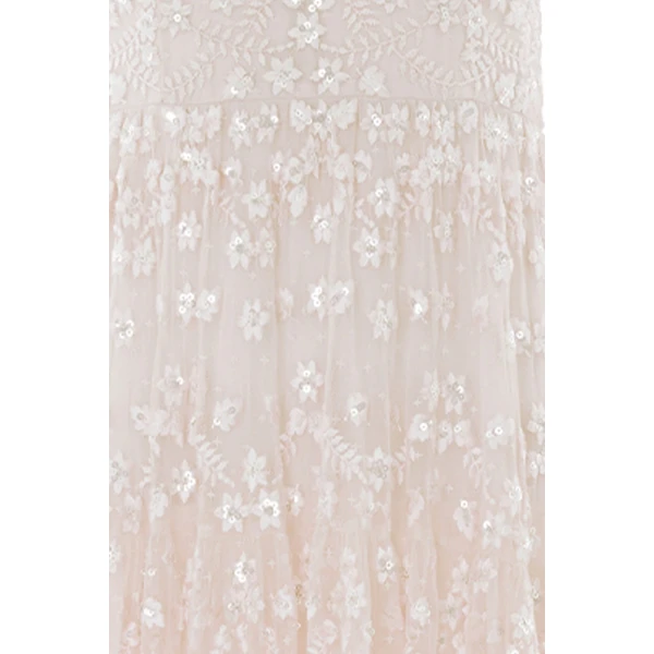 Needle and Thread Clover Long Sleeve Ankle Gown in Cream, view 4