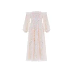Needle and Thread Confetti Gloss Off-Shoulder Ballerina Dress in Cream/Bright