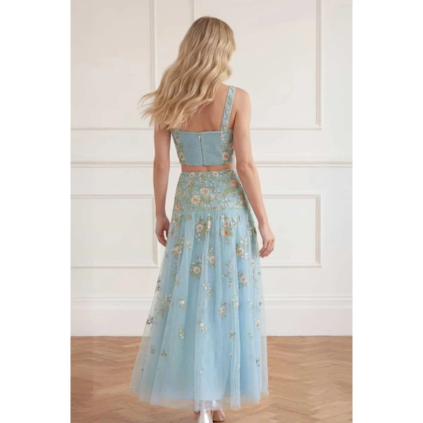 Needle and Thread Eden Rose Ankle Skirt in Aqua/Multi, view 6