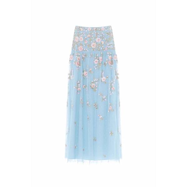 Needle and Thread Eden Rose Ankle Skirt in Aqua/Multi