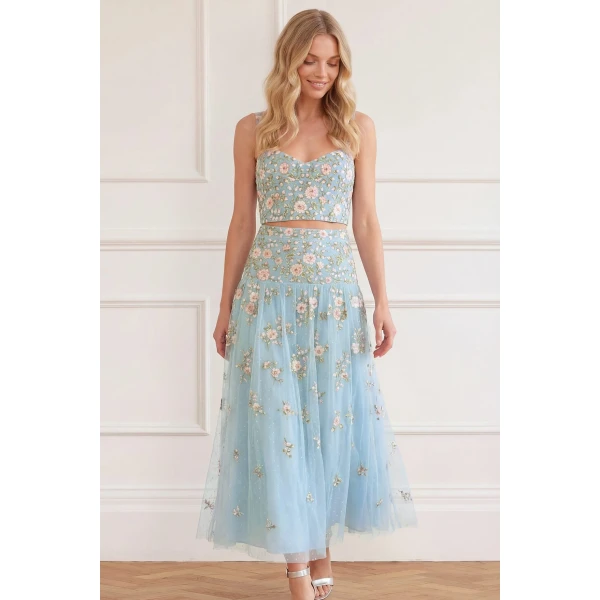 Needle and Thread Eden Rose Top in Aqua/Multi, view 4