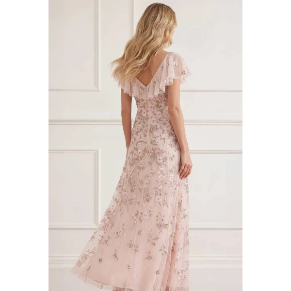 Needle and Thread Eden Rose V-Neck Ankle Gown in Opal/Multi, view 5
