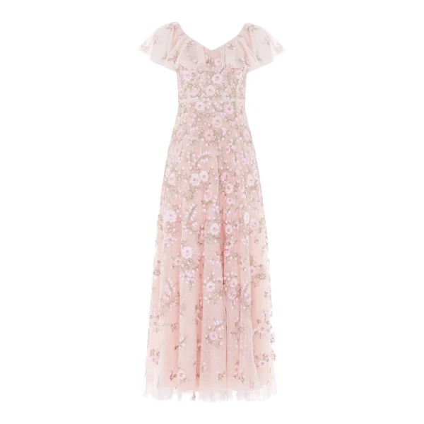Needle and Thread Eden Rose V-Neck Ankle Gown in Opal/Multi