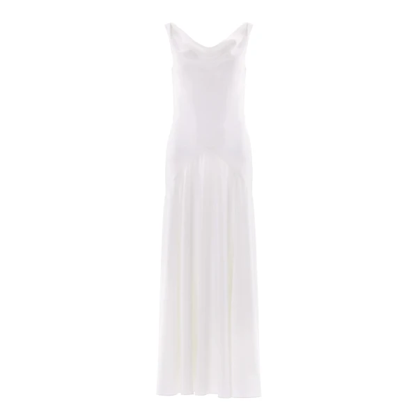 Needle and Thread Evangeline Satin Cowl Neck Gown in Chalk