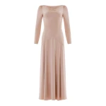 Needle and Thread Evangeline Satin Cowl Neck Long Sleeve Gown in Biscui