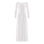 Needle & Thread Evangeline Satin Cowl Neck Long Sleeve Gown in Chalk - Dresses - British Luxury Evening Wear at Luxury Shoes Needle and Thread Evangeline Satin Cowl Neck Long Sleeve Gown in Chalk