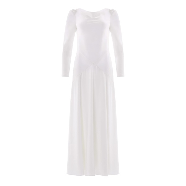 Needle and Thread Evangeline Satin Cowl Neck Long Sleeve Gown in Chalk