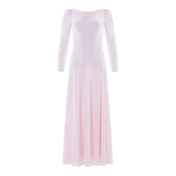 Needle and Thread Evangeline Satin Cowl Neck Long Sleeve Gown in Shell