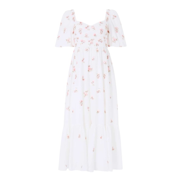 Needle and Thread Flora Ditsy Cotton Ankle Gown in Chalk
