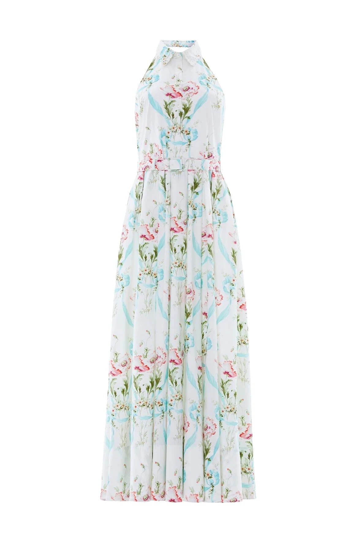 Needle-Thread-Floral-Ribbon-Cotton-Halter-Ankle-Gown-in-Optic-WhiteBlue-Coveti45236_nobg Needle and Thread Floral Ribbon Cotton Halter Ankle Gown in Optic White/Blue