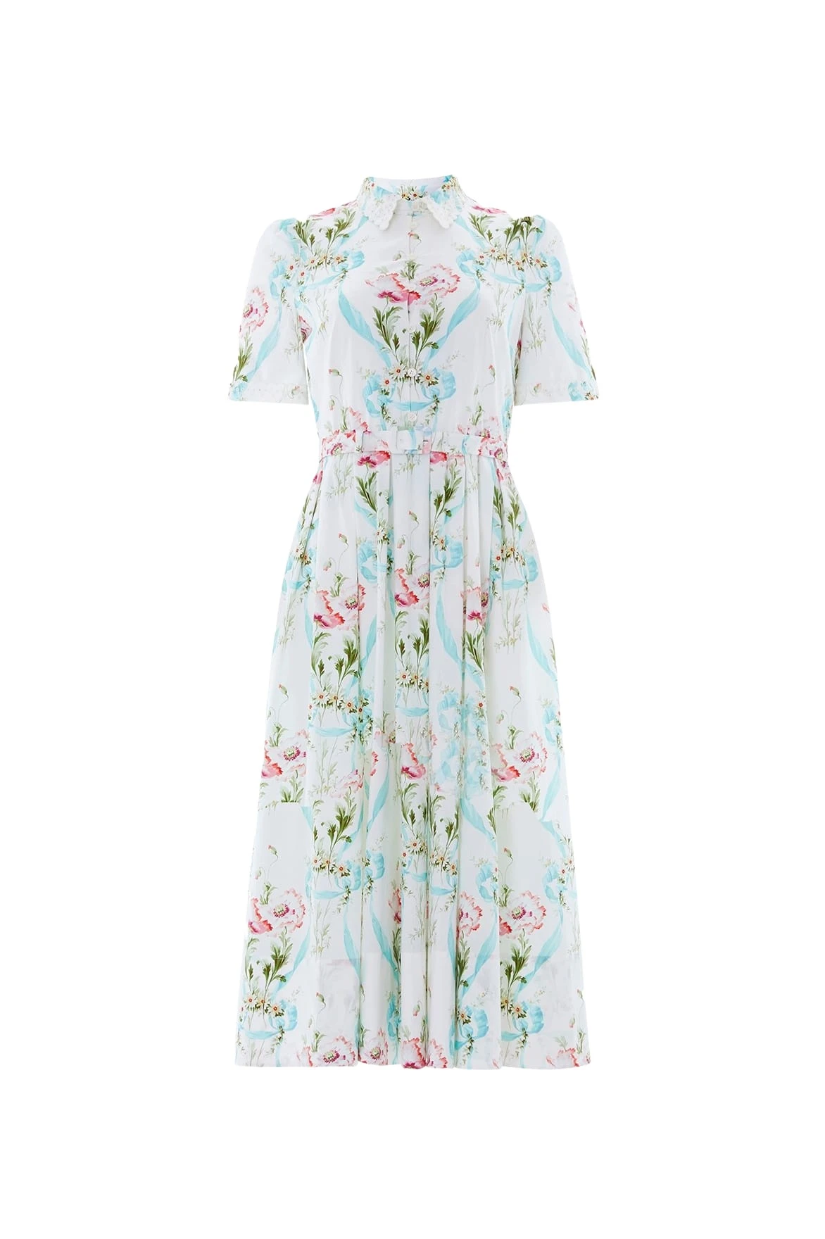 Needle-Thread-Floral-Ribbon-Cotton-Short-Sleeve-Ballerina-Dress-in-Optic-WhiteBlue-Coveti89153_nobg Needle and Thread Floral Ribbon Cotton Short Sleeve Ballerina Dress in Optic White/Blue