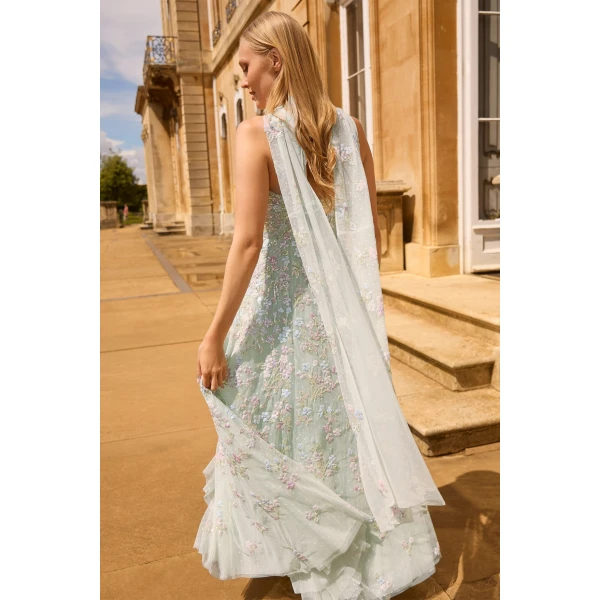 Needle and Thread Forget-Me-Not Strapless Gown in Sea Mist/Multi, view 2