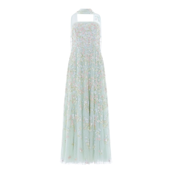 Needle and Thread Forget-Me-Not Strapless Gown in Sea Mist/Multi