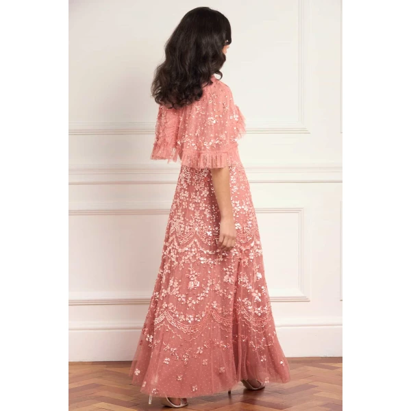 Needle and Thread Freya Cape Ankle Gown in Misty Rose, view 5