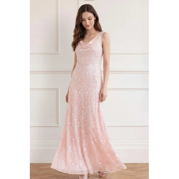Needle and Thread Freya Georgette Gown in Shell, view 3