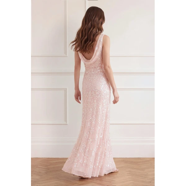 Needle and Thread Freya Georgette Gown in Shell, view 6