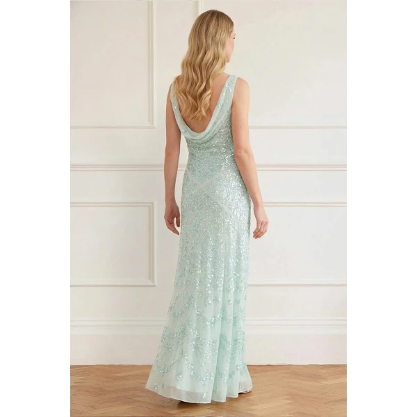 Needle and Thread Freya Georgette Gown in Soft Mint, view 5