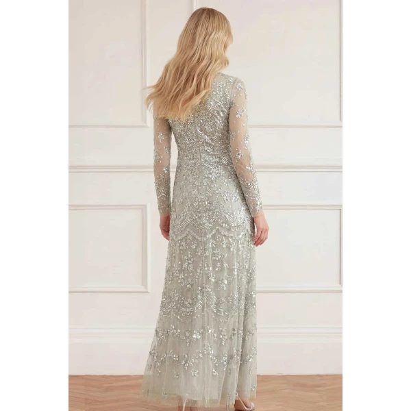 Needle and Thread Freya Long Sleeve Gown in Seafoam, view 4