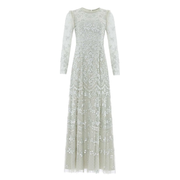 Needle and Thread Freya Long Sleeve Gown in Seafoam
