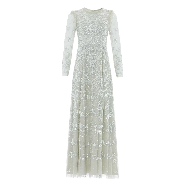 Needle and Thread Freya Long Sleeve Gown in Seafoam