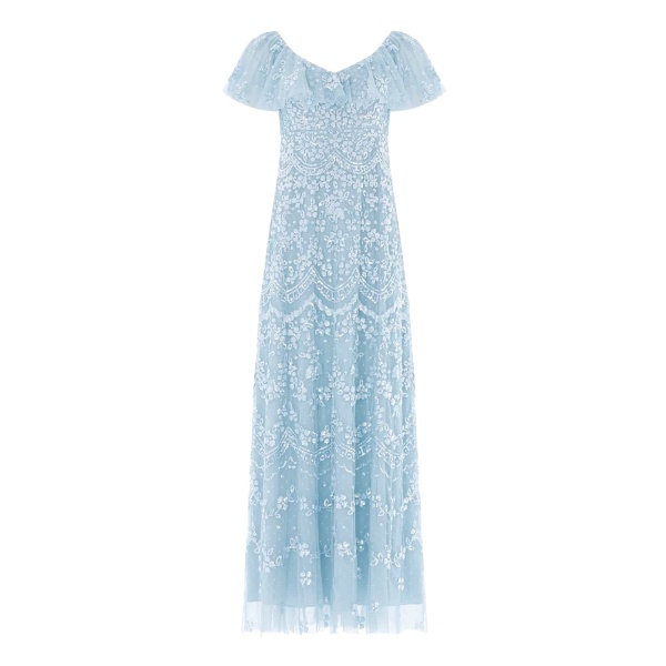 Needle and Thread Freya V-Neck Gown in Aqua