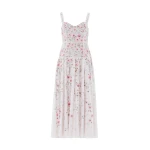 Needle and Thread Garden Rose Linen Blend Sleeveless Ankle Gown in Swan White/Bright