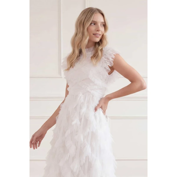 Needle and Thread Genevieve Ruffle Gown in Swan White, view 4