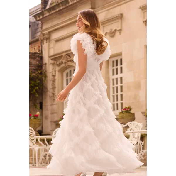 Needle and Thread Genevieve Ruffle Gown in Swan White, view 6