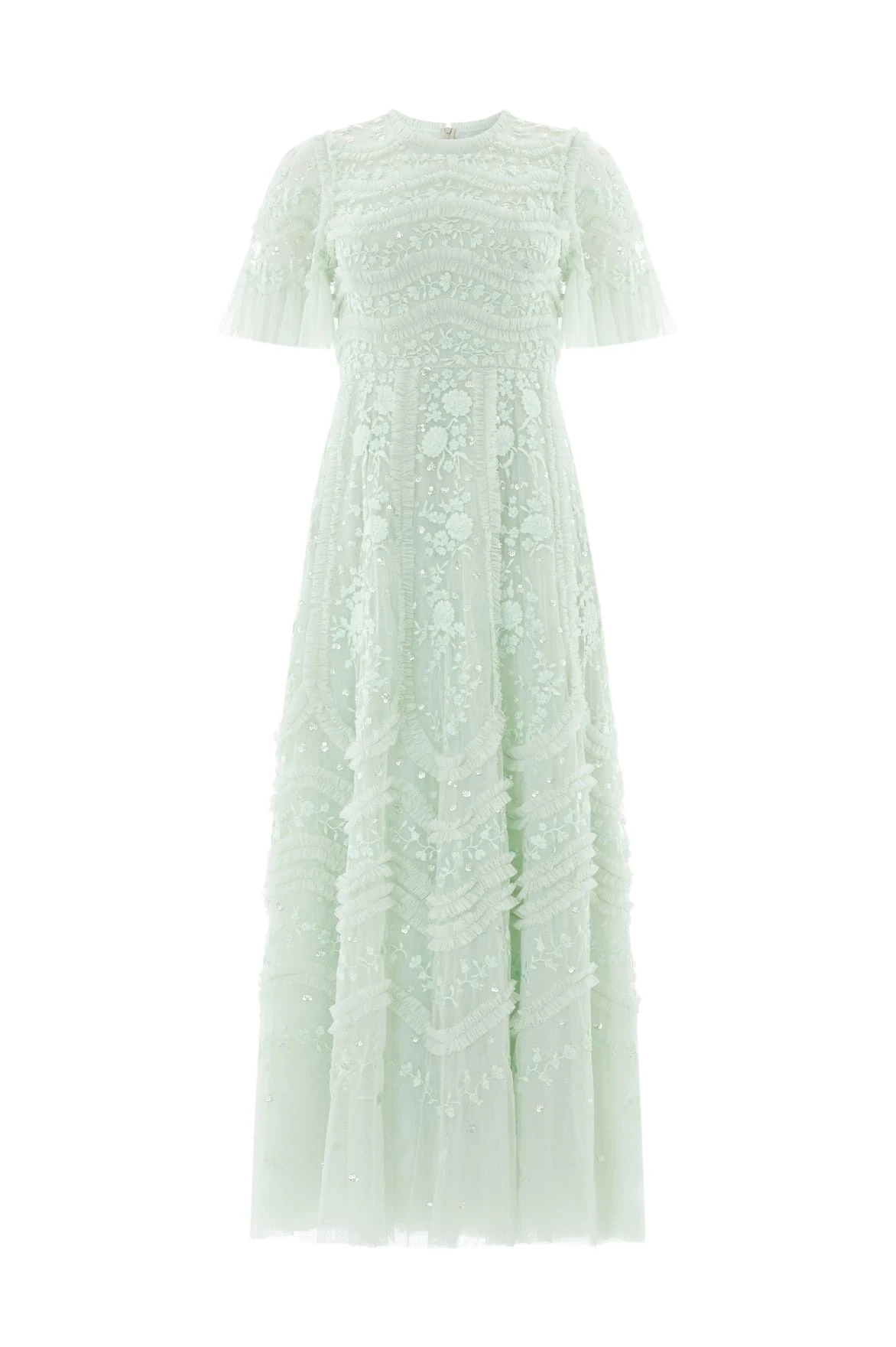 Needle-Thread-Gianna-Ruffle-Short-Sleeve-Ankle-Gown-in-Sea-Mist-Coveti67792_nobg Needle and Thread Gianna Ruffle Short Sleeve Ankle Gown in Sea Mist