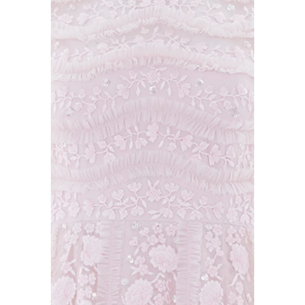 Needle and Thread Gianna Ruffle Short Sleeve Ankle Gown in Shell, view 4