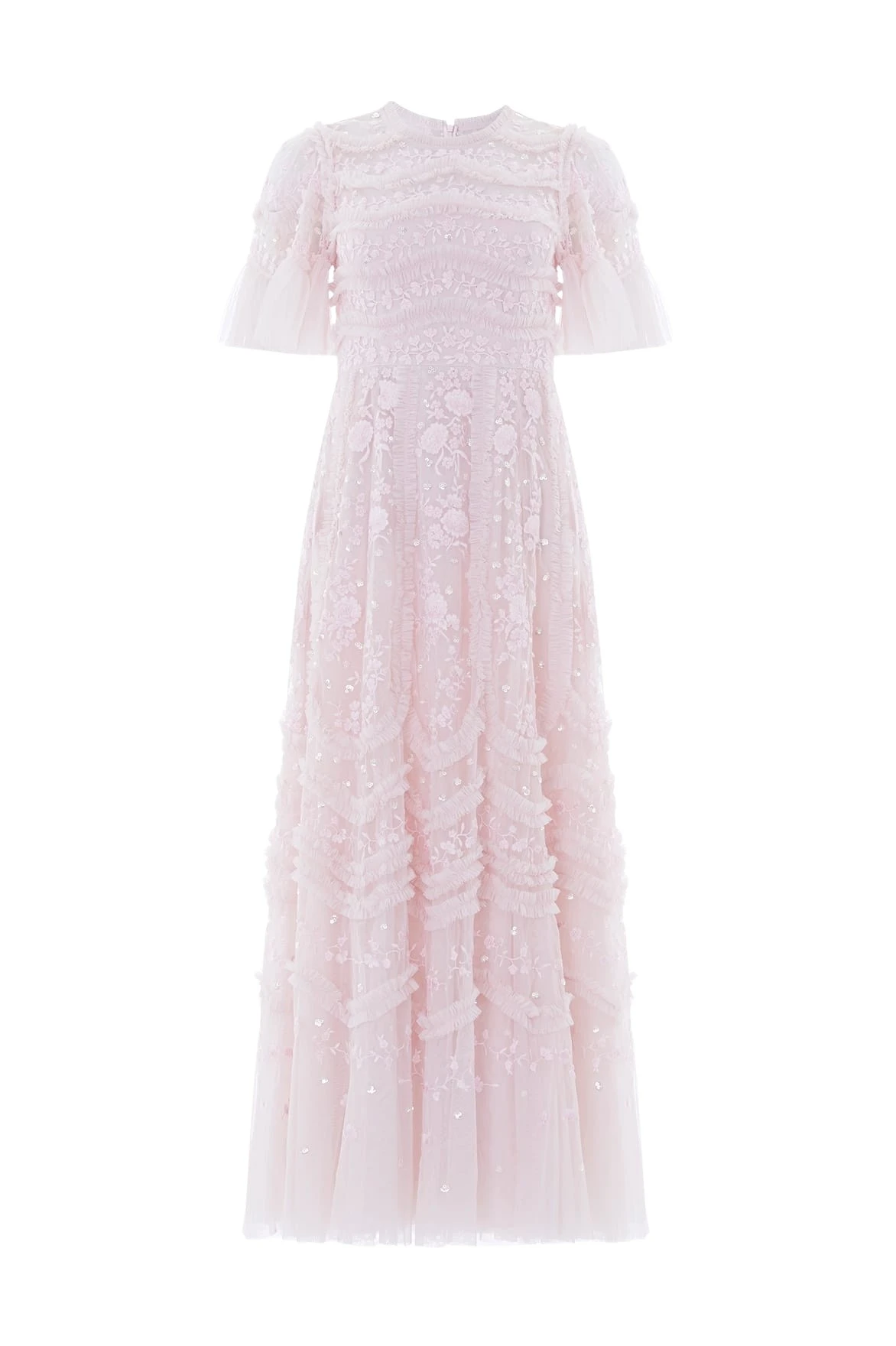 Needle-Thread-Gianna-Ruffle-Short-Sleeve-Ankle-Gown-in-Shell-Coveti11889_nobg Needle and Thread Gianna Ruffle Short Sleeve Ankle Gown in Shell