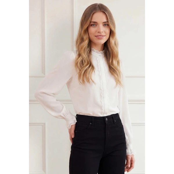 Needle and Thread Lace Trim Blouse in Chalk, view 2