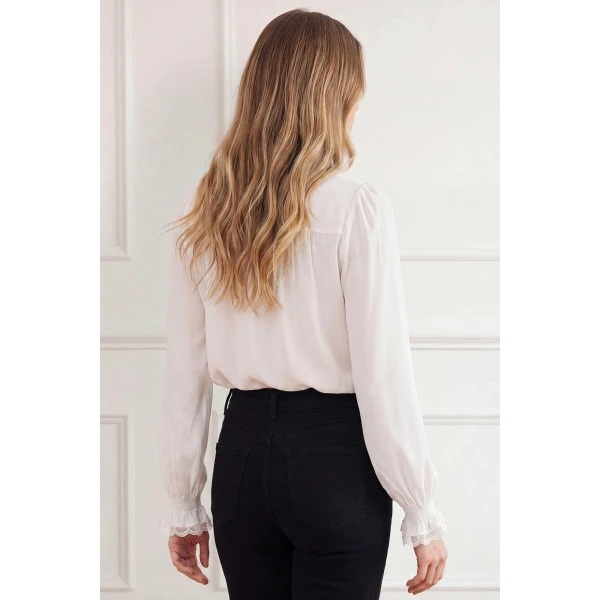 Needle and Thread Lace Trim Blouse in Chalk, view 4