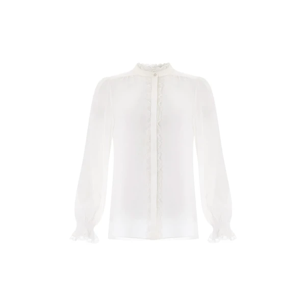Needle and Thread Lace Trim Blouse in Chalk