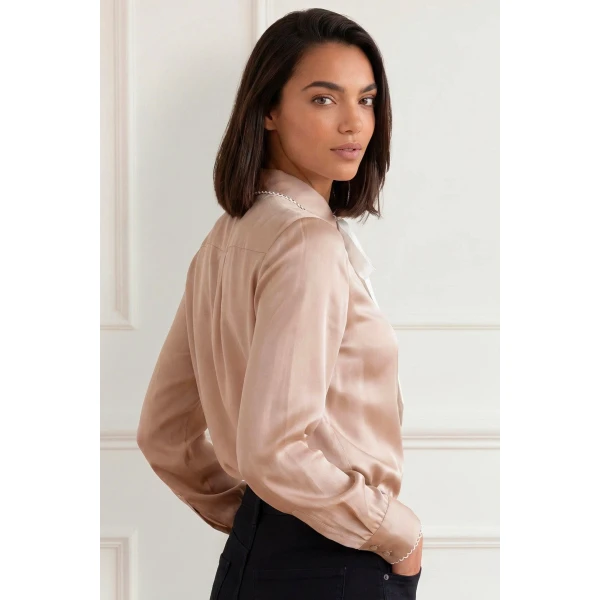 Needle and Thread Lace Trim Bow Shirt in Biscuit, view 4