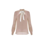 Needle and Thread Lace Trim Bow Shirt in Biscuit
