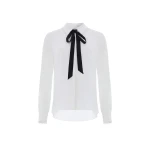 Needle and Thread Lace Trim Bow Shirt in Chalk
