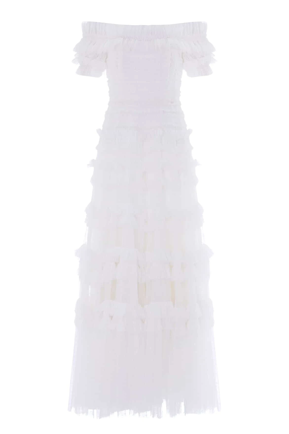 Needle-Thread-Lisette-Ruffle-Off-Shoulder-Gown-in-Swan-White-Coveti58889_nobg Needle and Thread Lisette Ruffle Off-Shoulder Gown in Swan White