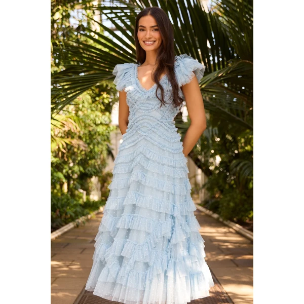 Needle and Thread Lola Backless Ballerina Dress in Aqua, view 2