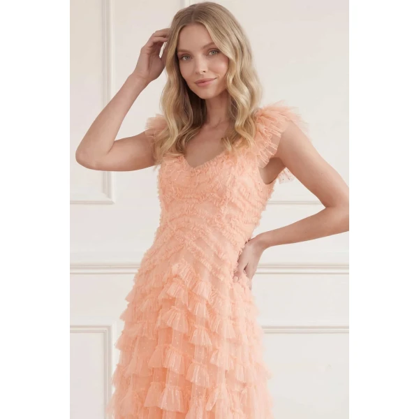 Needle and Thread Lola Backless Gown in Apricot Blush, view 4