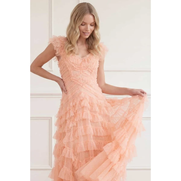 Needle and Thread Lola Backless Gown in Apricot Blush, view 5