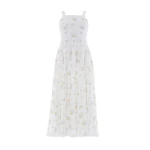 Needle and Thread Magnolia Ditsy Sophia Bib Ankle Gown in White/Aqua