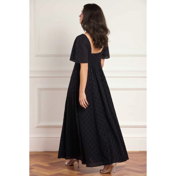 Needle and Thread Marisol Cotton Broderie Short Sleeve Ankle Gown in Jet Black, view 5