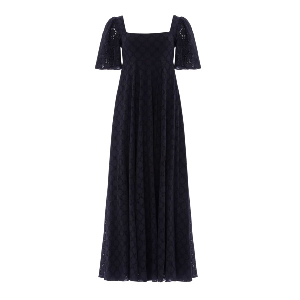Needle and Thread Marisol Cotton Broderie Short Sleeve Ankle Gown in Jet Black