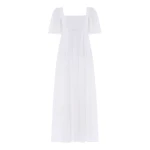 Needle and Thread Marisol Cotton Broderie Short Sleeve Ankle Gown in Optic White