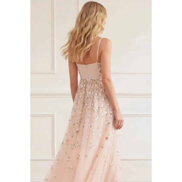 Needle and Thread Meadow Ditsy Cami Ankle Gown in Opal/Peach, view 4