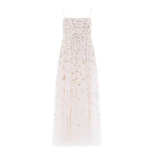 Needle and Thread Meadow Ditsy Cami Gown in Swan White/Peach