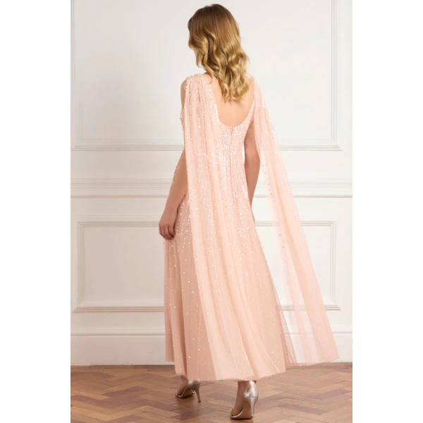 Needle and Thread Moonlight Sequin Ankle Gown in Biscuit, view 4