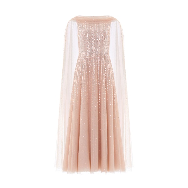 Needle and Thread Moonlight Sequin Ankle Gown in Biscuit